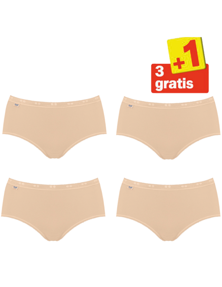 Sloggi Dames Basic Midi Slip 4 pack Skin 3+1 Actie