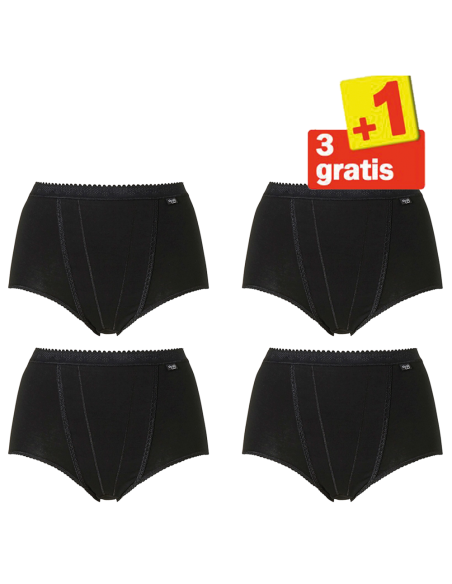 Sloggi Dames Control Maxi 4 pack Black 3+1 Actie