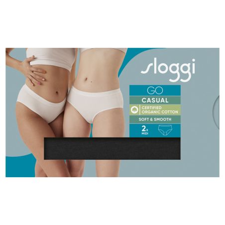 Sloggi Dames GO Casual Midi 2Pack Zwart