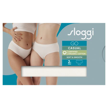 Sloggi Dames GO Casual Midi 2Pack Ivoor