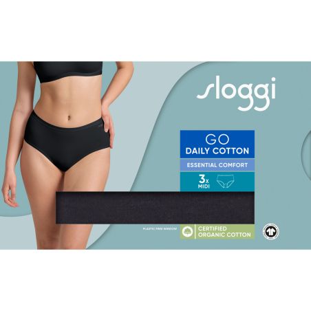 sloggi GO Daily Cotton Midi 3P Zwart
