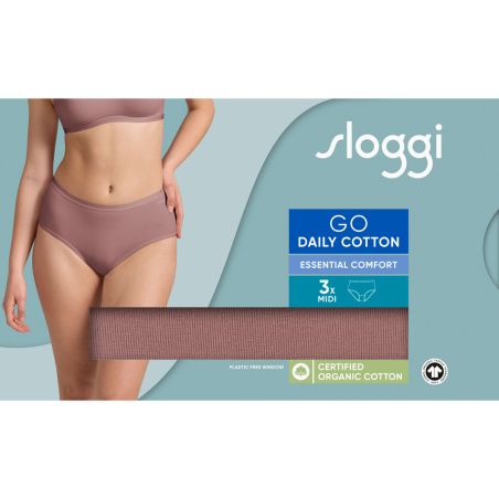 sloggi GO Daily Cotton Midi 3P Cacao