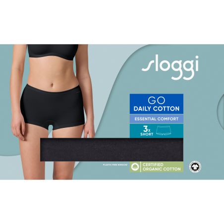 sloggi GO Daily Cotton Short 3P Zwart