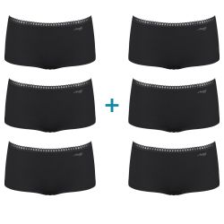 Sloggi Dames Go Crush Short C3P 3+3 6Pack Zwart