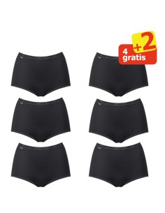 Sloggi Dames Basic Maxi Slip Black 6Pack 4+2 Gratis